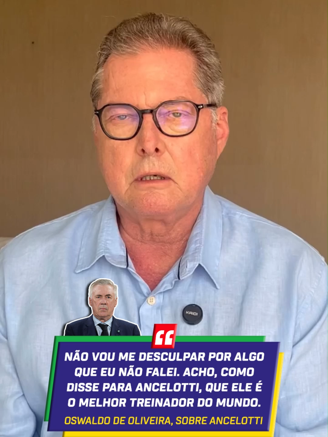 Oswaldo de Oliveira veio a público para se posicionar em relação à fala polêmica sobre o cargo da Seleção Brasileira ser ocupado por um treinador estrangeiro e não por um brasileiro. Concorda com ele, fã de esporte? via oswaldodeoliveiraoficial/IG #FutebolNaESPN #Futebol #OswaldoDeOliveira #Brasil #SeleçãoBrasileira #Ancelotti #TikTokEsportes