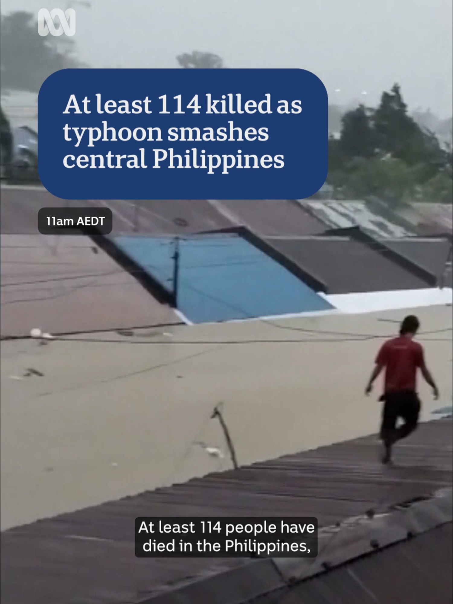 At least 114 people have died in the Philippines, and more than 120 are missing after one of the strongest typhoons in Asia this year. Flash flooding from Typhoon Kalmaegi inundated thousands of homes with hundreds of thousands forced to evacuate. Posted at 12:20pm AEDT To personalise your news & stay in the know, download the ABC News app via the link our bio. #ABCNews #ABCNewsChannel #Weather