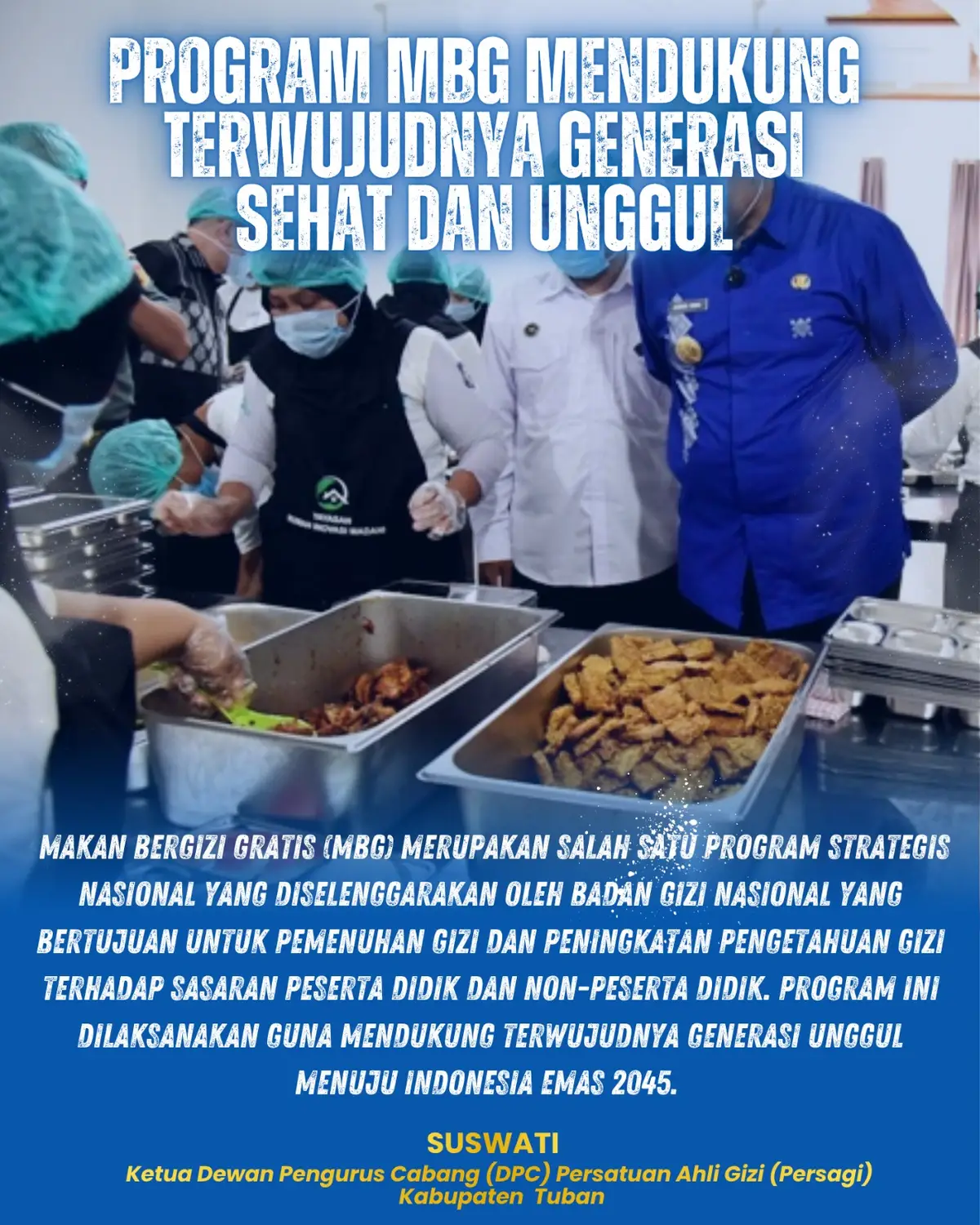 Program Makan Bergizi Gratis (MBG) bukan sekadar penyediaan makanan tetapi wujud nyata komitmen pemerintah dalam membangun generasi Indonesia yang sehat, cerdas, dan berdaya saing. Dengan tata kelola yang kuat, program ini diharapkan benar-benar dirasakan masyarakat di seluruh pelosok negeri #MBG #BGN #SPPG #PrabowoSubianto #IndonesiaMaju