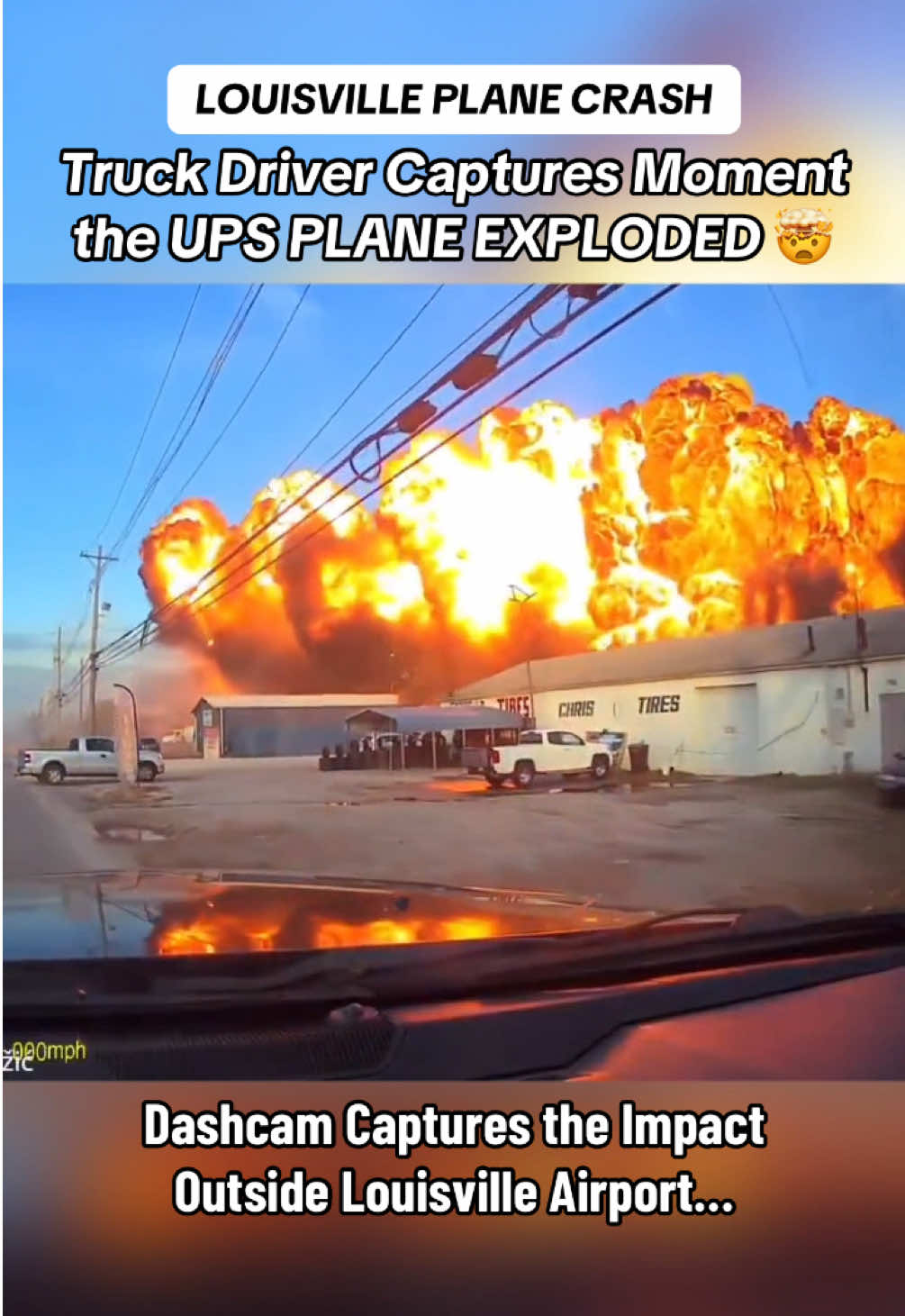 A UPS cargo plane crashed moments after takeoff from Louisville’s International Airport… This new dashcam footage shows the terrifying moment it exploded mid-air just before impact! #Louisville #Plane #Crash #UPS #Dashcam 