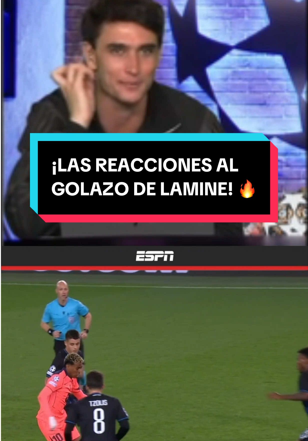 ¡TODOS LO VIVIMOS ASÍ! 🔥🚀 La reacción al GOLAZO de Lamine Yamal para poner el 2-2 de #Barcelona ante #Brujas. ¿Fue el mejor gol del día?  ▶ No te pierdas Tarde de Copas con la reacción a la #ChampionsLeague en el canal de Youtube de ESPN Fans #TikTokDeportes #Futbol 
