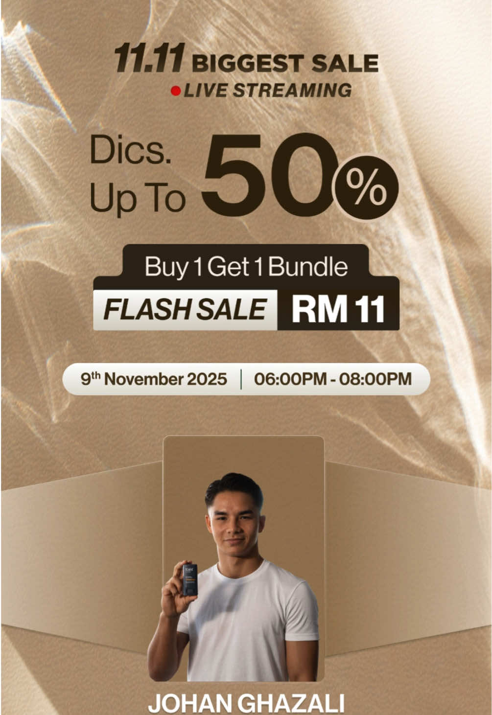 🔥 Jangan lepaskan! Kahf x Shopee 11.11 BIGGEST SALE LIVE! 🔥  📅 9 Nov | 🕕 6PM - 8PM | 🎥 bersama Jojo 💥 Diskaun hingga 50%  💥 Buy 1 Get 1 Bundle  💥 Flash Sale RM11 je Set reminder sekarang sebelum terlepas semua deal gempak ni !   #ShopeeMY #ShopeeMY1111 #ShopeeLagiMurah #ShopeeLagiCepat 
