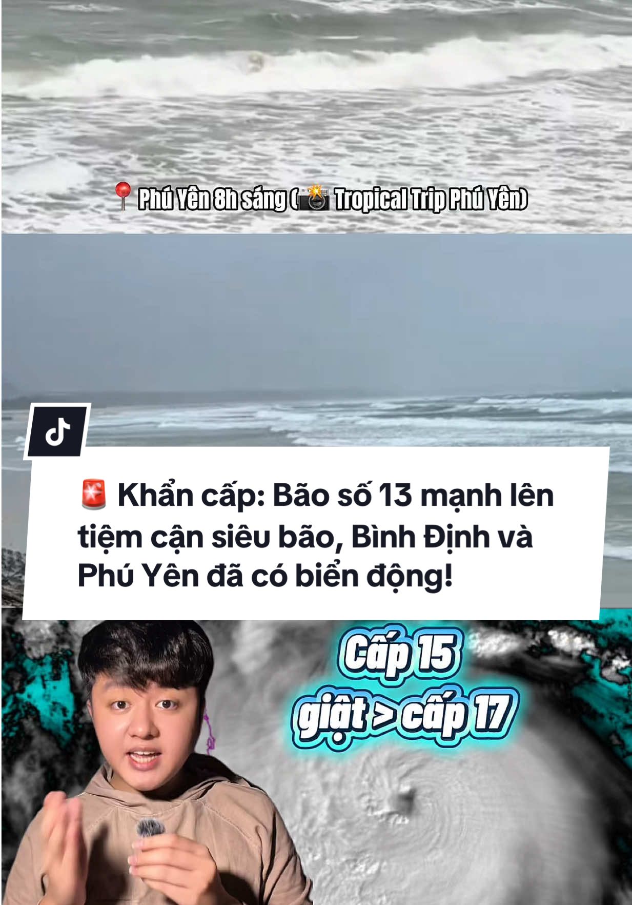 🚨 Khẩn cấp 9h sáng ngày 6/11: Bão số 13 mạnh lên cấp 15 giật trên cấp 17 tiệm cận siêu bão, Bình Định và Phú Yên đã có biển động! #baoso13 #baokalmaegi #sieubao #binhdinh #phuyen