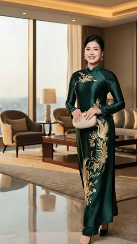 [Lụa Ruby Xanh Thêu] Áo Dài Mẹ Sui Lụa Ruby Xanh Chai, Thêu Và Đinh Thú Công Sang Trọng, Kiêu Dáng Truyền Thống Cố Cao 3cm#aodaitruyenthong #aodaicachtan #aodaivietnam #aodaitrungnien #aodaimecodau 