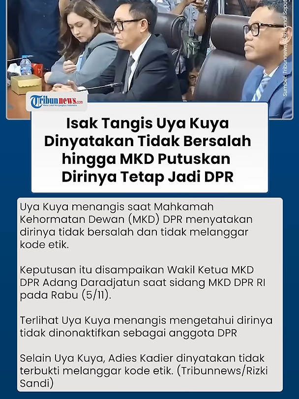 Momen Uya Kuya Menangis Tetap Jadi Anggota DPR Aktif Usai MKD Nyatakan Dirinya Tak Langgar Kode Etik #uyakuya #dpr #dprri #nangis #beritaviral