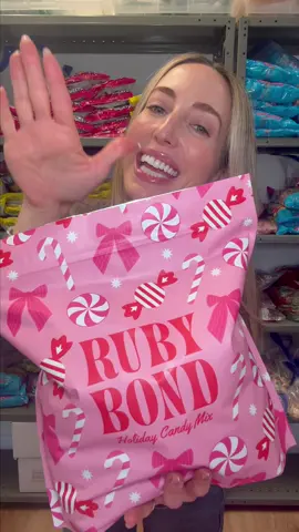 Over 4lbs of holiday joy 🍬✨ This Very Merry Mix is the perfect gift for your sweetest friends, your holiday party table, or your own candy stash #rubybond #candy #candytok #pinkaesthetic #merrychristmas #happyholidays #asmr #holidaygifts 
