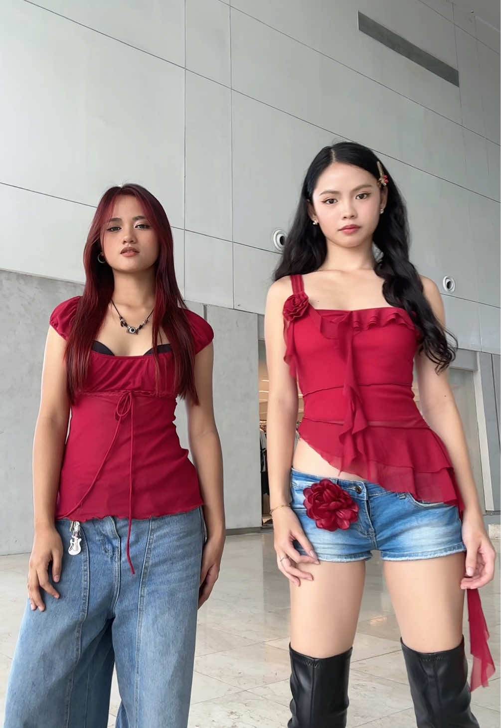 wow first time magsabay (ng very light) @sunny #dancetrend #redoutfit #jellyfishtop #matchingoutfits #bfftrend 