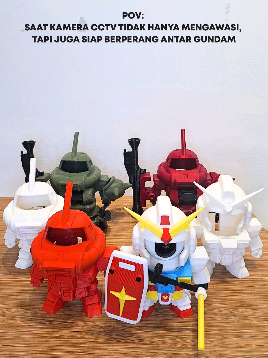 Saat CCTV berubah jadi pasukan gundam siap tempur! Dari kamera pengawas biasa, jadi pasukan gundam versi 3D Printing! Setiap detail casing dicetak dengan teknologi presisi tinggi dan hasilnya tetap fungsional