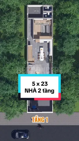 Nhà phố 2 tầng (5x23) TẦNG 1: _ Phòng khách _ Bếp _ 1 phòng ngủ _ 2 vệ sinh _ Sân trước _ Sân sau TẦNG 2: _ 2 phòng ngủ _ Phòng thờ _ Sinh hoạt chung _ Vệ sinh _ Ban công #nhadep #thietkenhadep #beeconcept #xaynhatrongoi #thietkenha