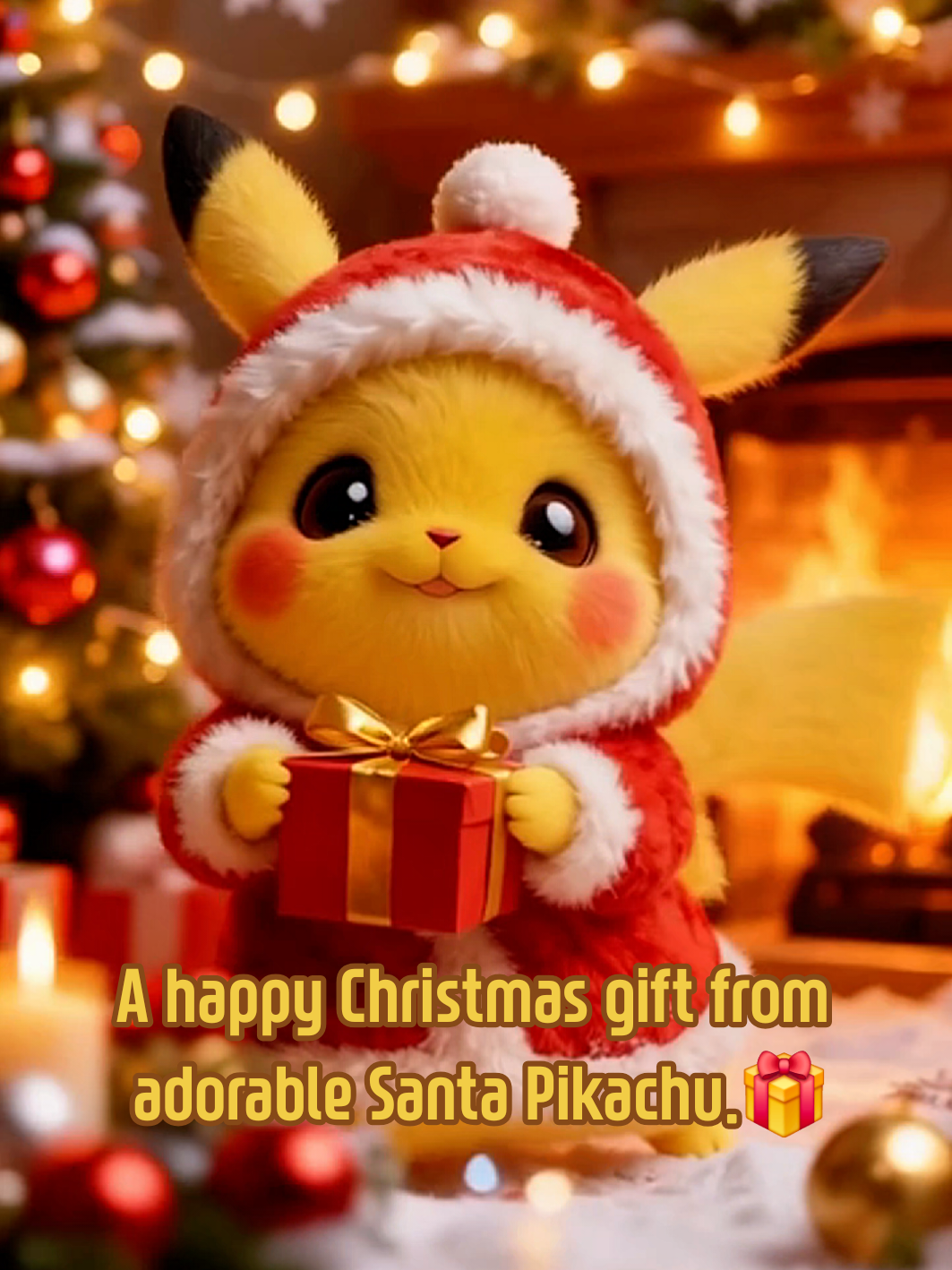 A happy Christmas gift from adorable Santa Pikachu.🎁 #cute #pikachu #christmas #xmas #fyp 
