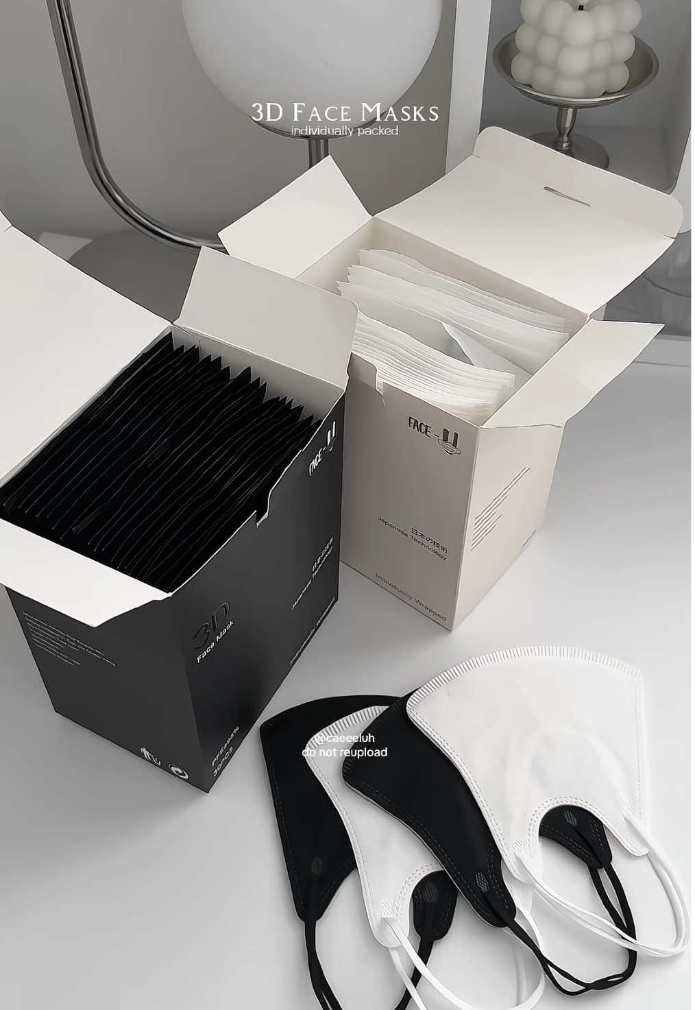 individually packed 3d face masks 💭🖤 #facemask #3dfacemask #faceufacemask #individuallypackedfacemask 
