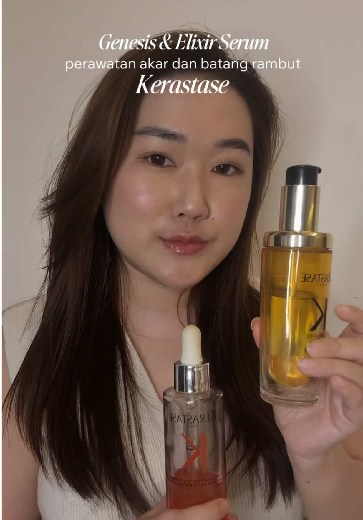 Healthy, shiny hair starts here ✨ Kérastase Elixir Ultime and Genesis. my go-to duo for stronger, healthier, and more radiant hair every day 💛💆‍♀️ @Kérastase Indonesia  #Kerastase #HairCareRoutine #HealthyHair 