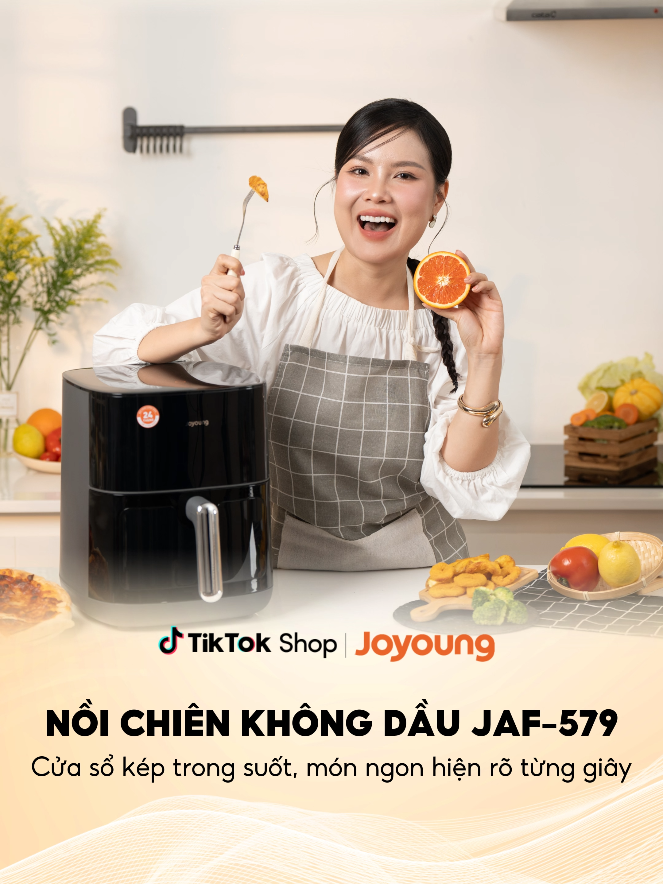 Nồi chien không dầu Joyoung JAF-579, cửa sổ kép trong suốt, món ngon hiện rõ từng giây #JOYOUNGVIETNAM #ENJOYBEINGHEALTHY #noichienkhongdau