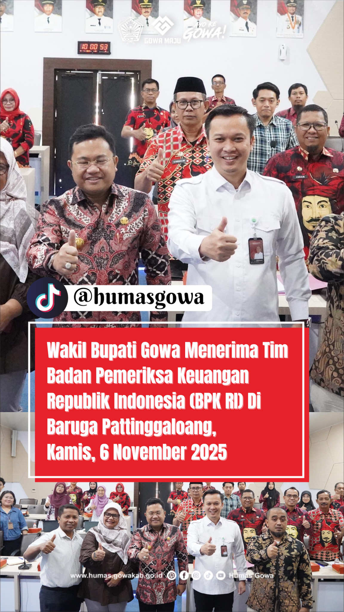 Wakil Bupati Gowa Menerima Tim Badan Pemeriksa Keuangan Republik Indonesia (BPK RI) Di Baruga Pattinggaloang, Kamis, 6 November 2025 #husniahtalenrang #darmawangsyahmuin #andyazispeter 