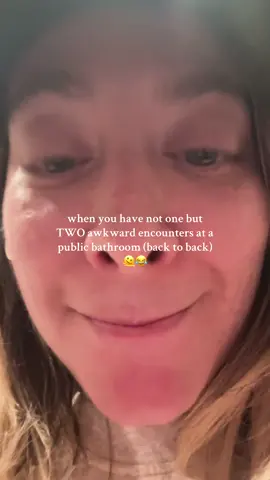 POV: you make a weird face walking into the bathroom, get caught, make another face about it, another person appears, and now you live in the bathroom forever 😅😅 #awkwardmoment #socialanxiety #millenialhumor #whyamilikethis #fypシ 