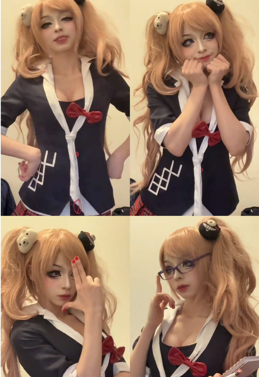 What junko sprite is your favorite 😝 #cosplay #danganronpacosplay #danganrompa #junkoenoshima #junkoenoshimacosplay  