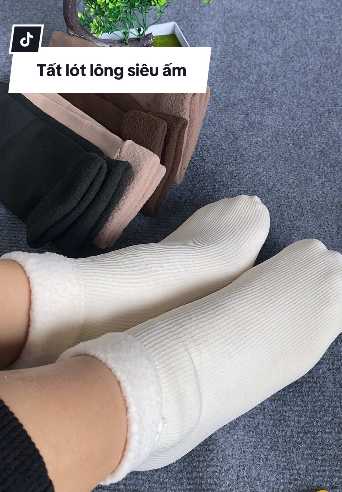 Tất lót lông cao cổ siêu ấm áp#tấtnữ #tất #tatlotlongcuu #tatcaoconu #thuythichtienich 