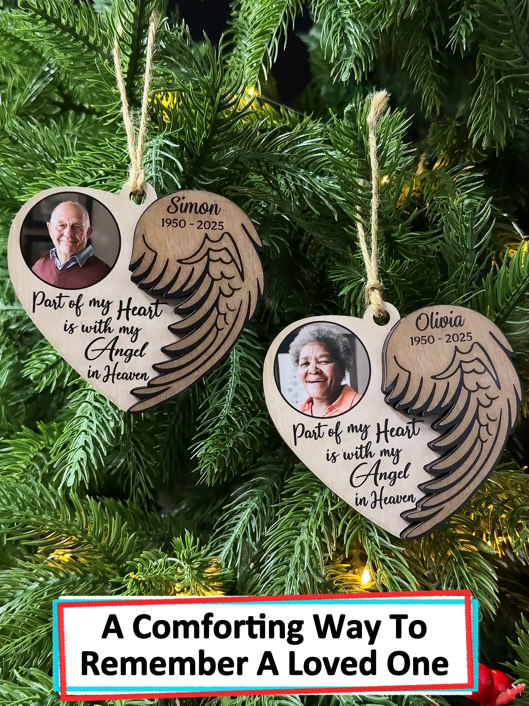 Holding this wooden ornament reminds me my loved one is always close ❤️ #wanderprints #personalized #gifts #Christmas #giftformemorial