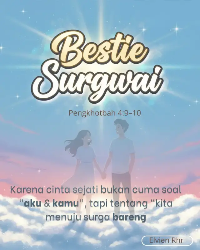 Sdahkah kamu & pasangan saling nguatin iman satu sama lain? 👀 💬 Tag dia & tulis di kolom komentar: 👉 “Kita Bestie Surgawi ya! ” #FaithCoupleGoals  #MenujuSurgaBareng  #CintaYangMelayani  #BestieSurgawi  #RohaniBersama 
