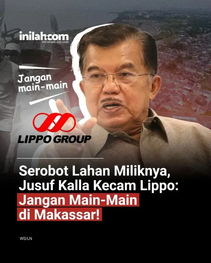Mantan Wakil Presiden Jusuf Kalla (JK) menegaskan sikapnya atas dugaan permainan mafia tanah di lahan miliknya, kawasan GMTD Jalan Metro Tanjung Bunga, Makassar. JK menuding Lippo Group terlibat dalam rekayasa kepemilikan atas lahan seluas 16,5 hektare yang disebut juga diklaim oleh seorang penjual ikan bernama Manjung Ballang. “Jadi itu kebohongan dan rekayasa. Itu permainan Lippo, itu ciri Lippo itu. Jangan main-main di sini, Makassar ini!” — Jusuf Kalla JK menyebut, tanah tersebut telah ia miliki sejak 30 tahun lalu, jauh sebelum klaim pihak lain muncul. Ia juga menyoroti peran BPN dan pengadilan yang dianggap tidak transparan dalam proses eksekusi. “Mau sampai ke mana pun, kita siap melawan ketidakadilan dan ketidakbenaran.” Kasus ini memunculkan kembali sorotan publik terhadap dugaan praktik mafia tanah di kawasan strategis Makassar, serta menantang kredibilitas aparat pertanahan dan hukum. 📰 Baca beritanya di inilah.com https://www.inilah.com/jusuf-kalla-geram-permainan-mafia-tanah-di-gmtd-makassar-rekayasa-lippo-jangan-main-main — Selengkapnya klik link di bio atau download aplikasi inilah.com di AppStore & Google Play Store. #inilahNews #InilahCom #TitikTengah #TitikCerah #JusufKalla 