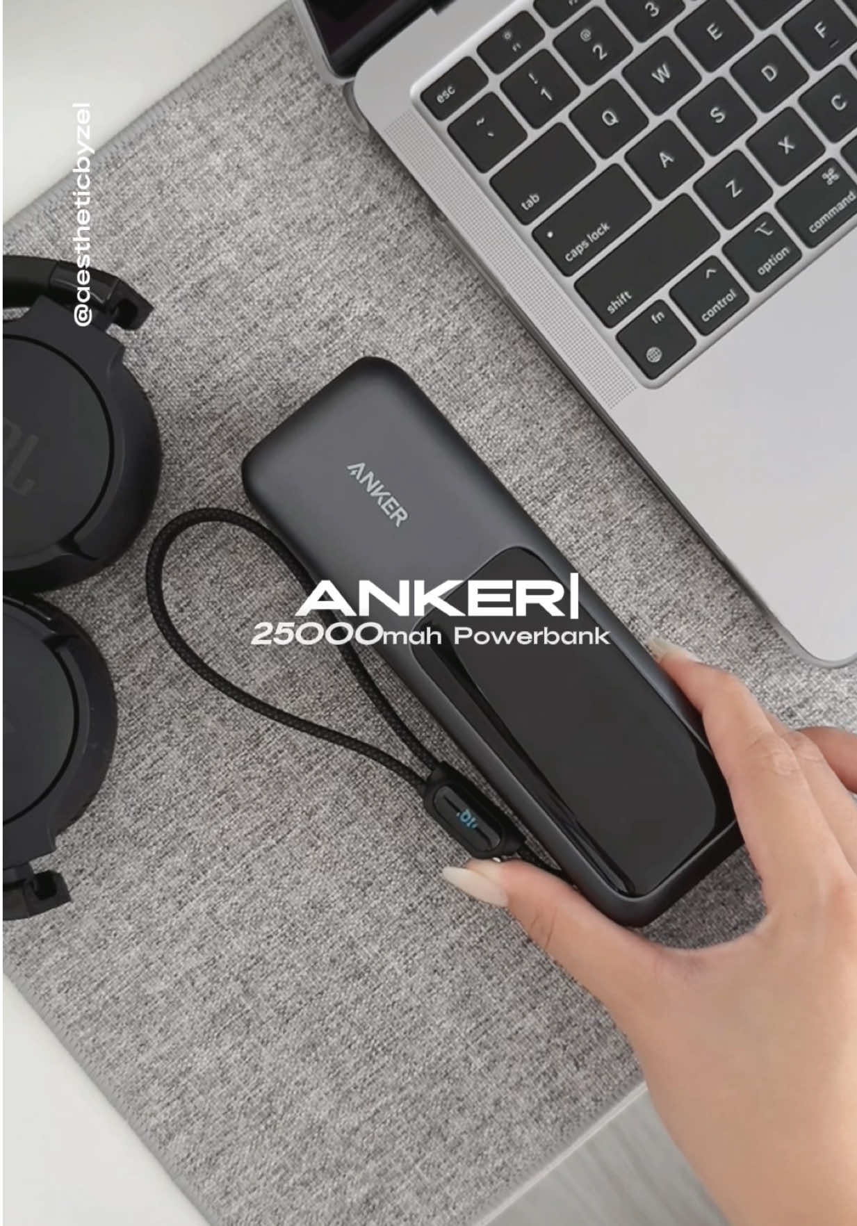 Powerful 25OOOmah Powerbank, Compact & Built to last! Get a powerbank that is safe for your phone's battery and has alot of useful features. Anker has it all! Can charge high powered devices, travel friendly, compact in size, with built in cables, smart battery protection and intelligent screen display! Truly, a must have powerbank. So, go ahead and check this out! #aestheticbyzel #anker #ankerpowerbank #anker25000mahpowerbank #powerbank 