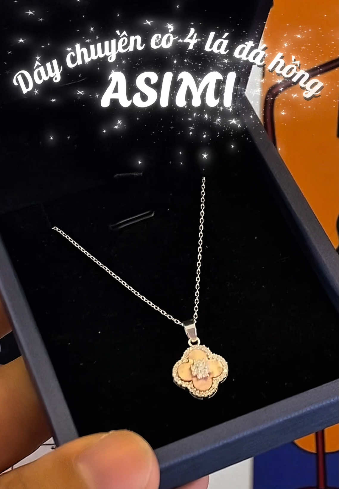 Dây chuyền đá hồng cỏ 4 lá xinh yêu cực kì  #asimijewelry #jewelry #trangsuc #sliverjewelery #daychuyen 