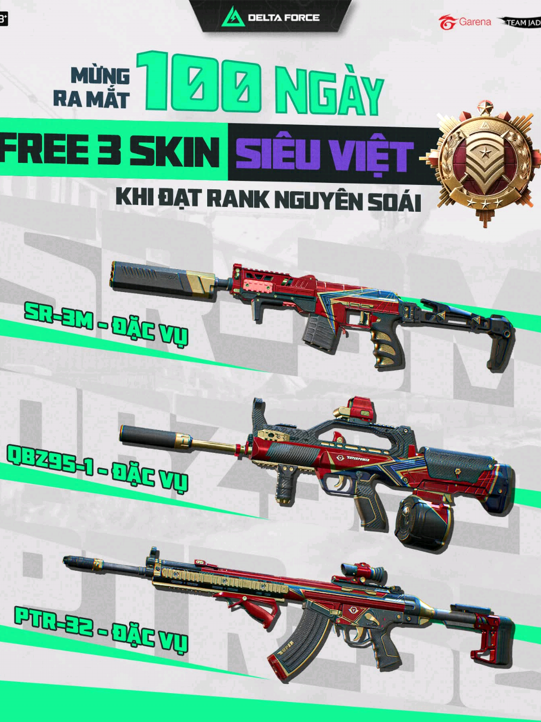 FREE 3 SKIN KHI ĐẠT RANK NGUYÊN SOÁI 😎 #deltaforce #deltaforcegame #GarenaDeltaForceVN #DacNhiemContent #100days 