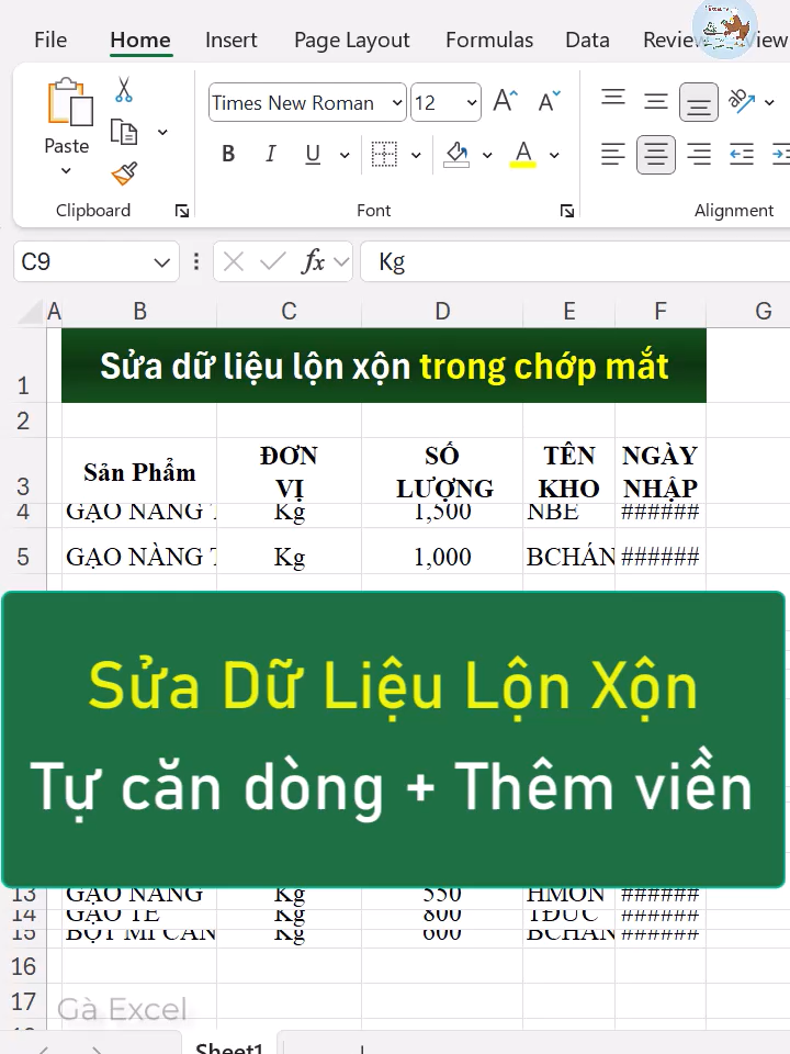 Cách sửa dữ liệu Excel lộn xộn trong chớp mắt || Mẹo tự căn dòng thêm viền