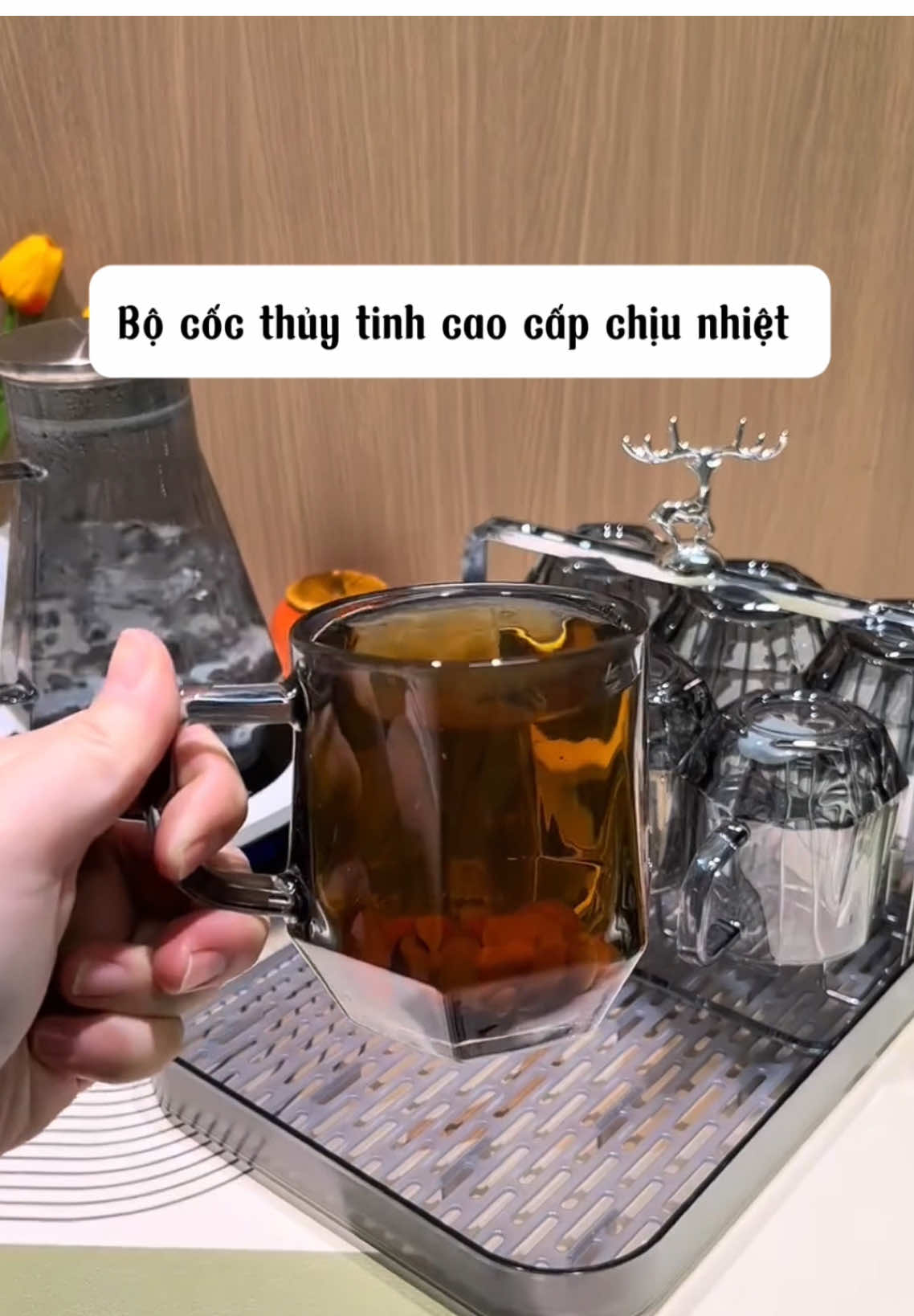 Bộ cốc thủy tinh cao cấp chịu nhiệt kèm bình #xuhuong #lythuytinh #cocthuytinh 