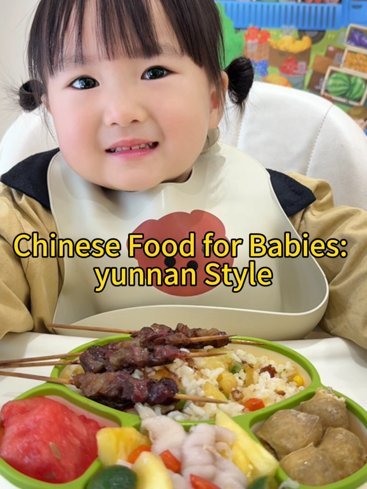 Mom, help me with the skewers! 🤩🤩 #babyeating #baby #babyeatingfood #cuty #babygirl