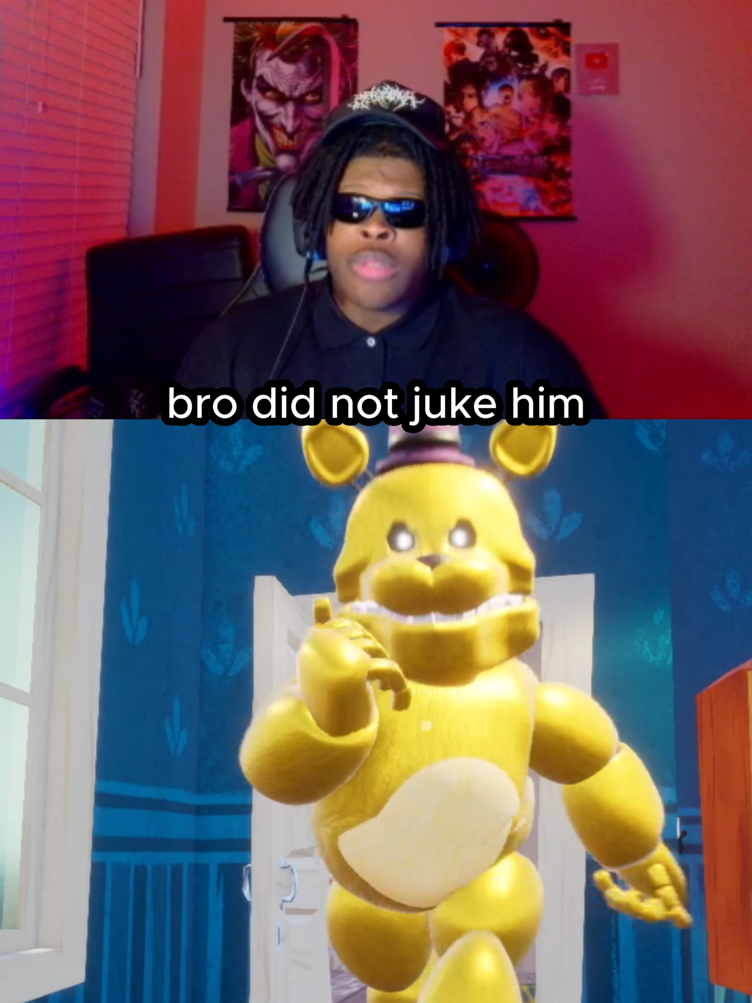 fredbear heard bros mic 😂 (Twitch/YT: HeyyVance) #fnaf #helloneighbor #scarygames #jumpscare #fypage #viral