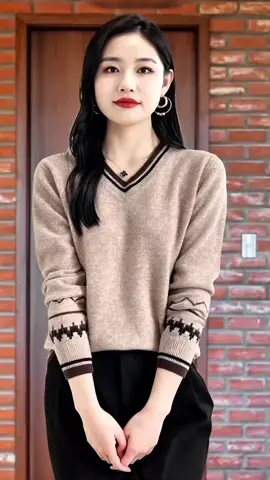 Áo Chui Đầu Cổ Chữ V, Màu Trơn,áo thu đông#aothudong #aocov#aonu#xuhuong #viral 