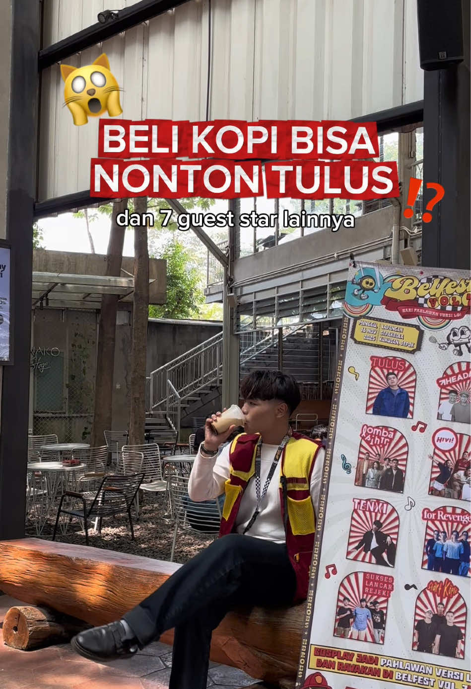 BELI KOPI, BISA NONTON TULUS⁉️ Yes, lo nggak salah baca, Heroes😋🫵🏻 Cuma modal tiket BELFEST Vol.7 kamu udah bisa ngopi gratis di KOPI NAKO!☕️ Ikutin langkah-langkahnya di video ini ya~ Jangan lupa pilih section tiket “BELFEST VOL.7 x KOPI NAKO”🎫 Gas langsung ke outletnya sebelum promonya selesai, Heroes! 💨🔥 #BelaNegaraFestivalVol7  #LoItuPahlawan  #HariPahlawanVersiLo #BeYourOwnHeroes #KonserDepok