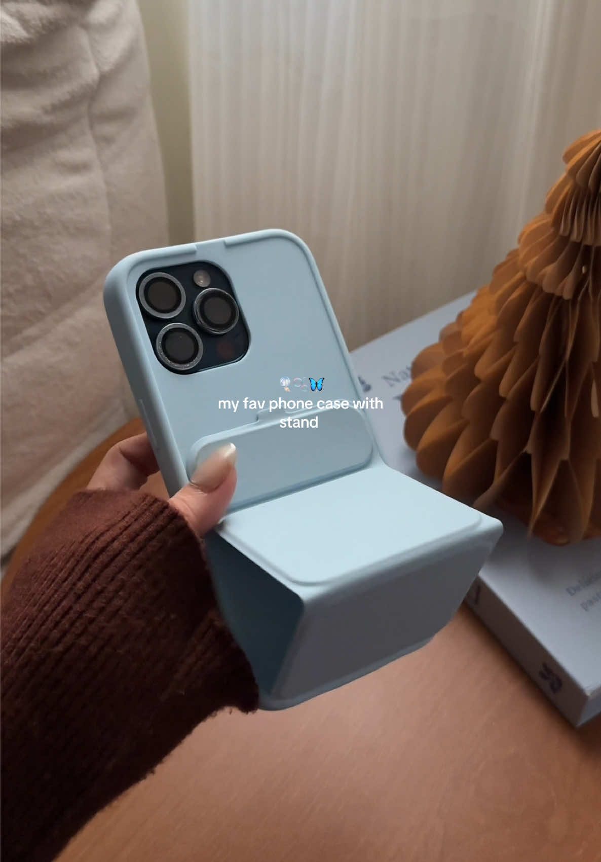 Replying to @S finally got this trending phone case with stand ✨🩵 #phonecase #phonecasewithstand #iphonecase #clamshellcase