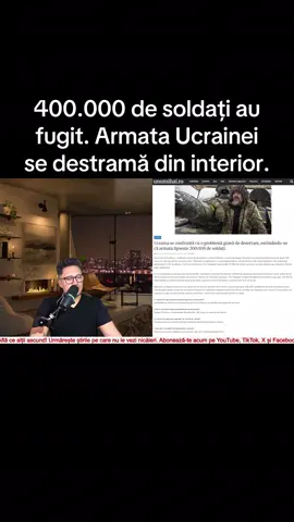 400.000 de soldați au fugit. Armata Ucrainei se destramă din interior. #stiriromania #unumihai #fyp #stiri #breakingnews 