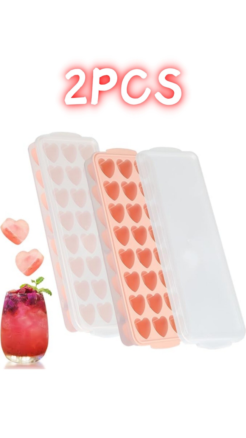 2 Piece Ice Cube Shape Heart, 24 Grid Heart Ice Cube Shape Silicone, Pink Ice Cube Shape With Lid, DIY Ice Cube Container For Chocolates Beer Cold Fruit Drinks #practicalhomegoods #homedecorbricks #sweethomedecor #heatedicecreamscoop #sweettoothmom #bakingmorethanchristmascookies #glasssiliconekitchenware #crystalgiftshop #icemachinetablets #jelloshotmaker #life #daily #fun #fyp #satisfying #viral #trending #SummerWithTikTok #WinterWithTikTok #tiktok #TikTokShopLaborDaySale #TikTokShopRestock #GetReadyforFashionWeek #fallfreshness #trickortreat #TikTokShopFallDealsForYou #TikTokShopCyberMonday