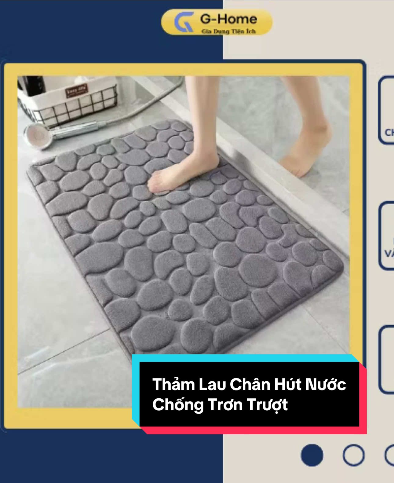 Thảm Lau Chân Hút Nước Chống Trơn Trượt Hoạ Tiết Vân Đá Nổi Cao Cấp.          #homegen #homegengiadung