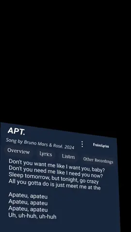 APT. Song by Bruno Mars & Rosé. 2024 .. #music #fypage #liriklagu #lyricsvideo #songlyrics 