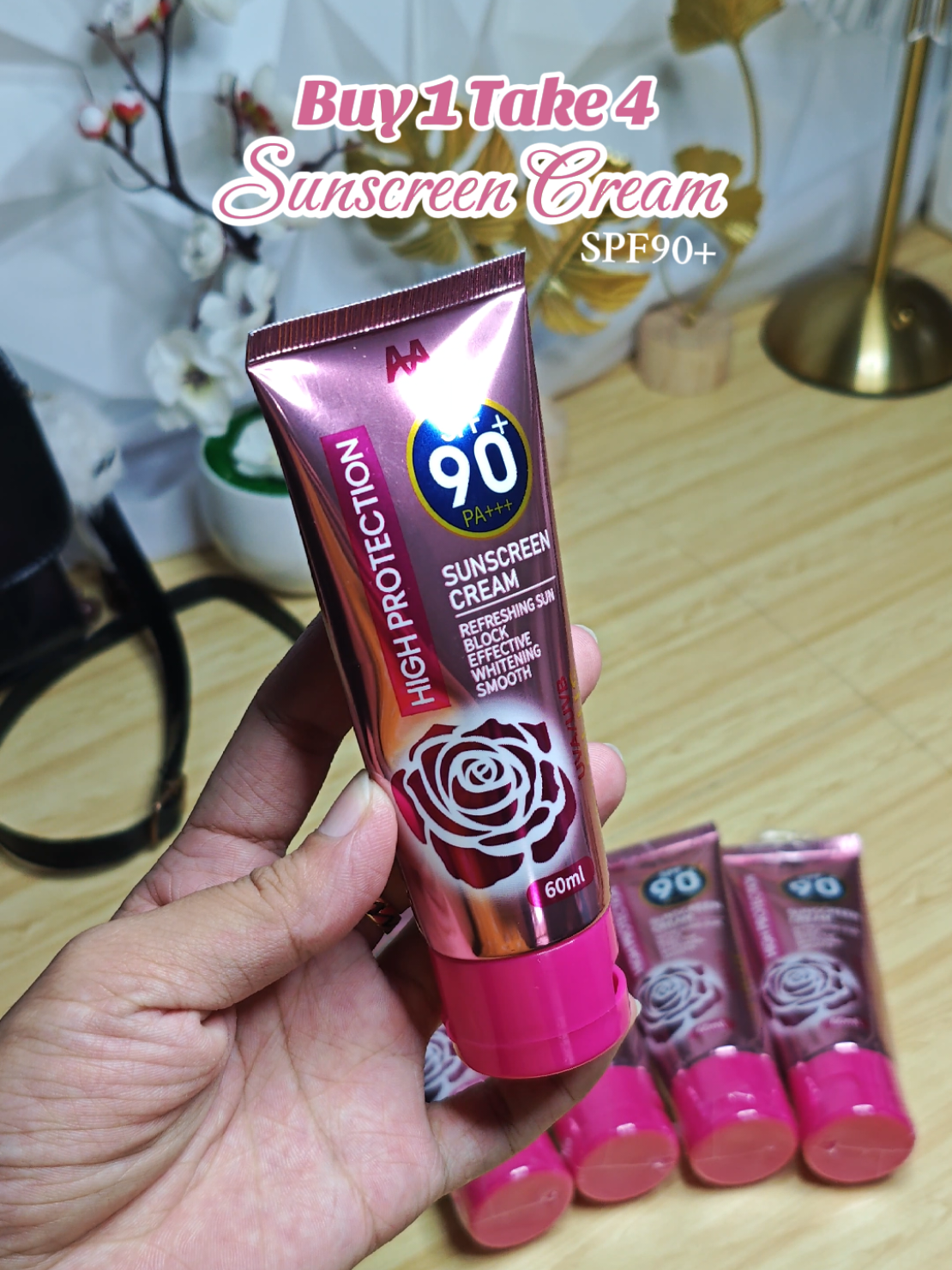 Buy 1 Take 4 Sunscreen Cream SPF90+#buy1take4sunscreen #buy1take4sunscreencream #sunscreencreamspf90 #spf90suncreencream #fyp 