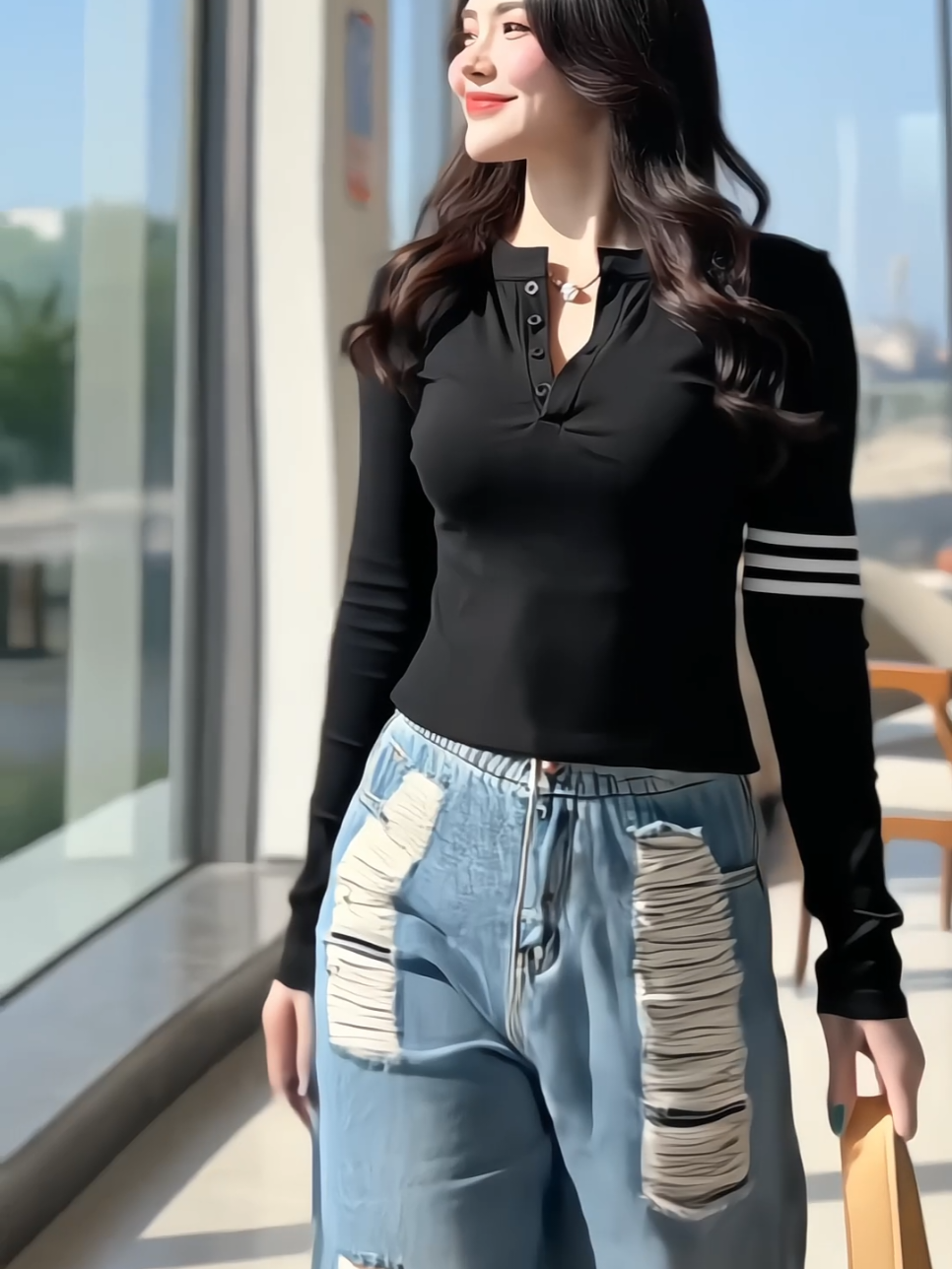 Áo thun nữ dài tay chất thun cotton mịn êm co dãn thoải mái #aothunnu #aothundaitay #aothuncotton #aothunxinh #xuhuong 