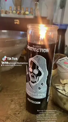 Burn our 7 day Protection Candle. Protection spirit, remove from me curses, witchcraft, black magic, bondage, and jealousy. #protectioncandle #returntospender #mskurvygirlbotanica #energycleanse #removecurses 