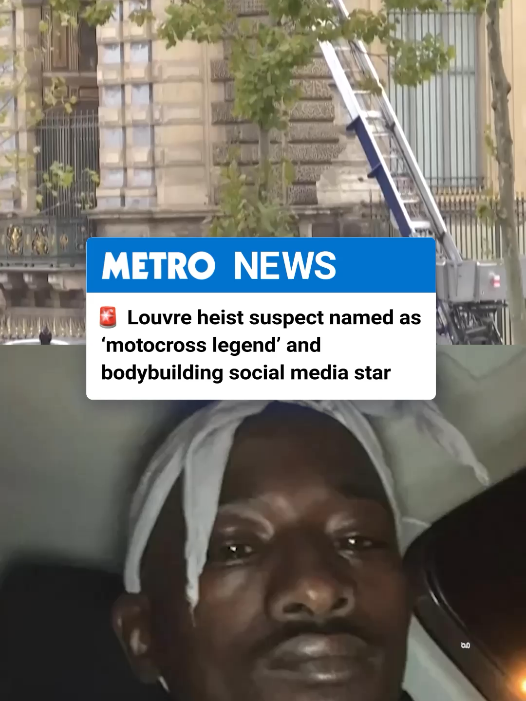 Abdoulaye N, nicknamed ‘Doudou Cross Bitume’, is thought to be part of the gang that stole £76,000,000 worth of items from The Louvre. He was arrested ten days after the heist, on October 29, and is facing charges of theft by an organised gang and criminal conspiracy. He is suspected of being one of two men who used a stolen cherry picker to enter the museum’s Apollo Gallery. #louvre #louvremuseum #paris #stolen #museum