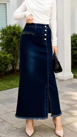 ROK JEANS PANJANG BELAH SAMPING AURA KREN ROK JEANS SPAN SAKU DALAM!  #rok #rokpanjang #rokjeans #rokjeanspanjang #fashionwanita 