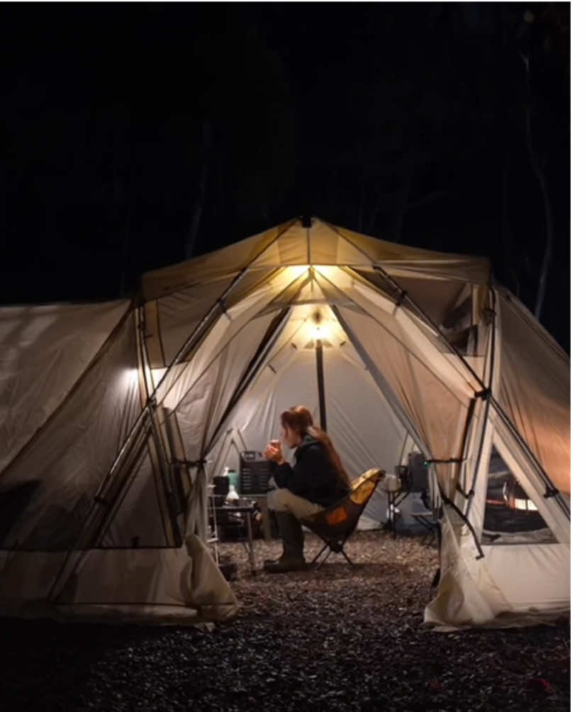 Pretty girl Camping alone in the mountains. Relaxing in a spacious luxury tent #girlcamping #camping #Outdoors #asmr #relax 