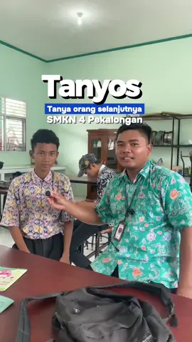 Pekalongan Keren Dolan Reng Sekolahan  Edisi Tanyos (Tanya Orang Selanjutnya)  Kali ini kita mampir ke SMK Negeri 4 Pekalongan! 🔥 Seru banget ngobrol bareng anak-anak kreatif di sini, banyak jawaban kocak & out of the box!  Lahhh… kira-kira untuk konten selanjutnya, kita dolan ke sekolah mana lagi nih lur?  Tulis saranmu di kolom komentar yaa👇 #PekalonganKeren #DolanRengSekolahan #Tanyos #SMK4Pekalongan #AnakSMK 