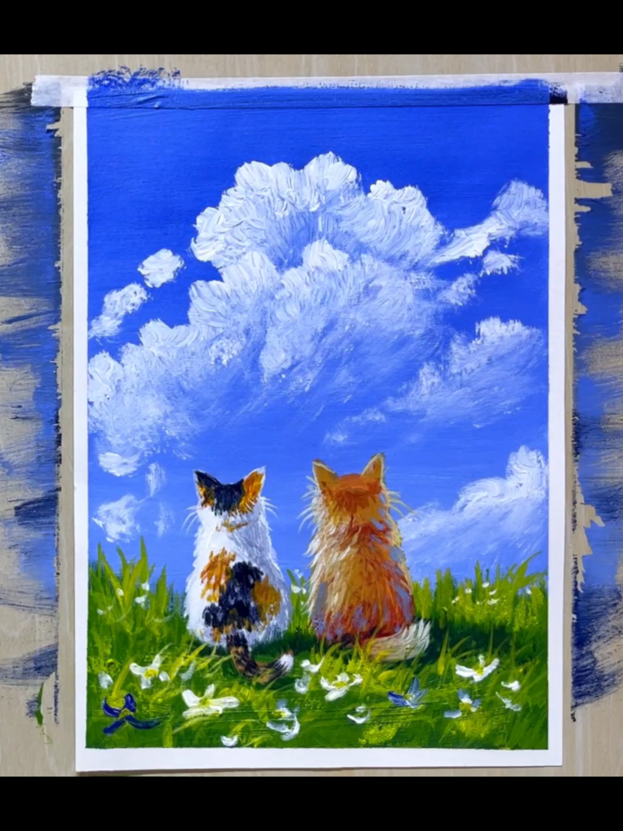 Vẽ đôi mèo dễ thương ... #painting #draw #vẽ #acrylic #xuhuong 