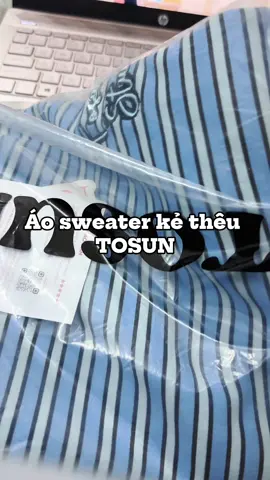 Trời thu rồi phối đồ với em áo sweater kẻ dài tay nhà TOSUN ngay nào #review #unbox #xuhuong #aodaitay #aosweater 