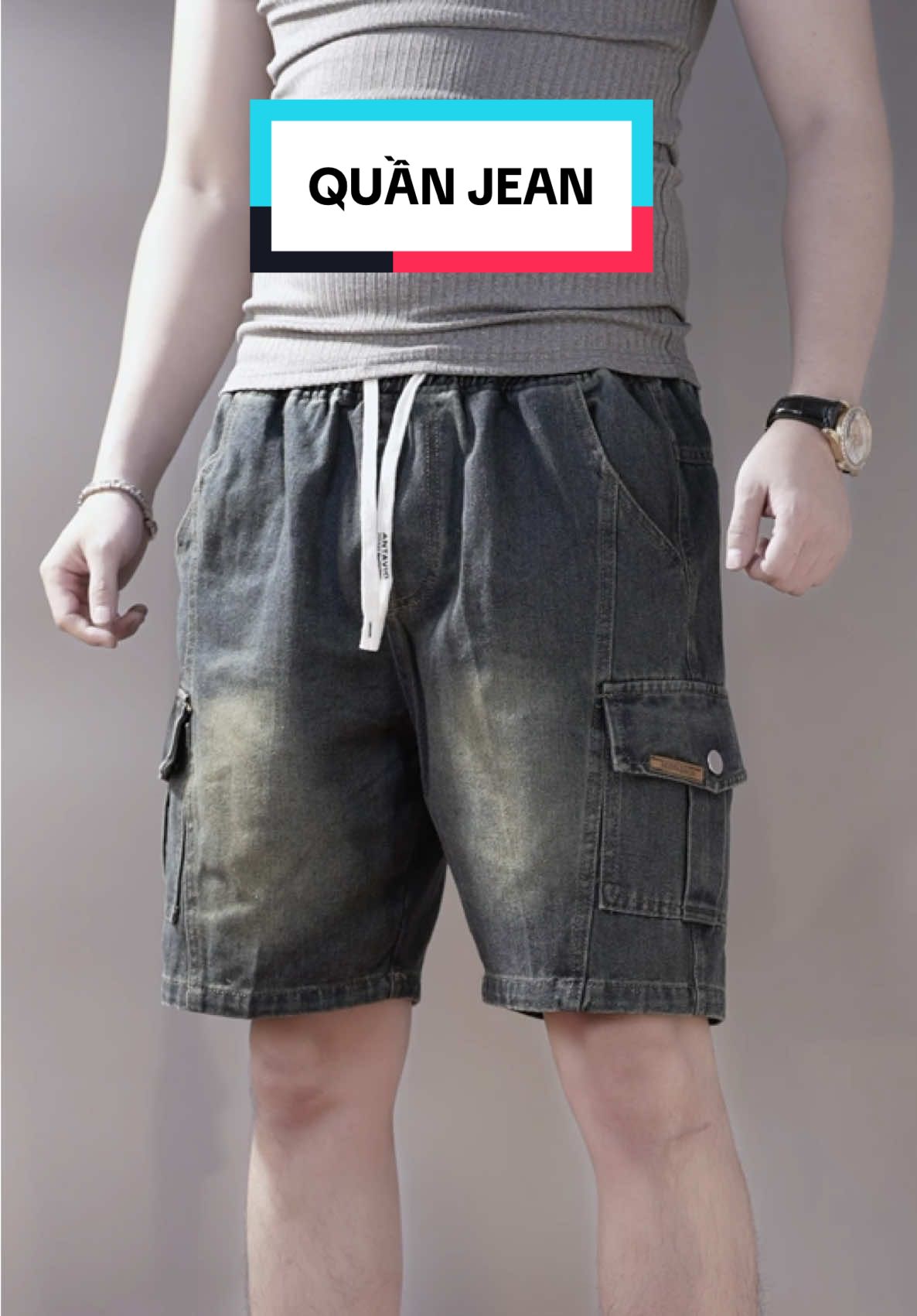 Quần Short Jean Túi Hộp Chất Liệu vải Denim mềm mại 3 màu thời trang