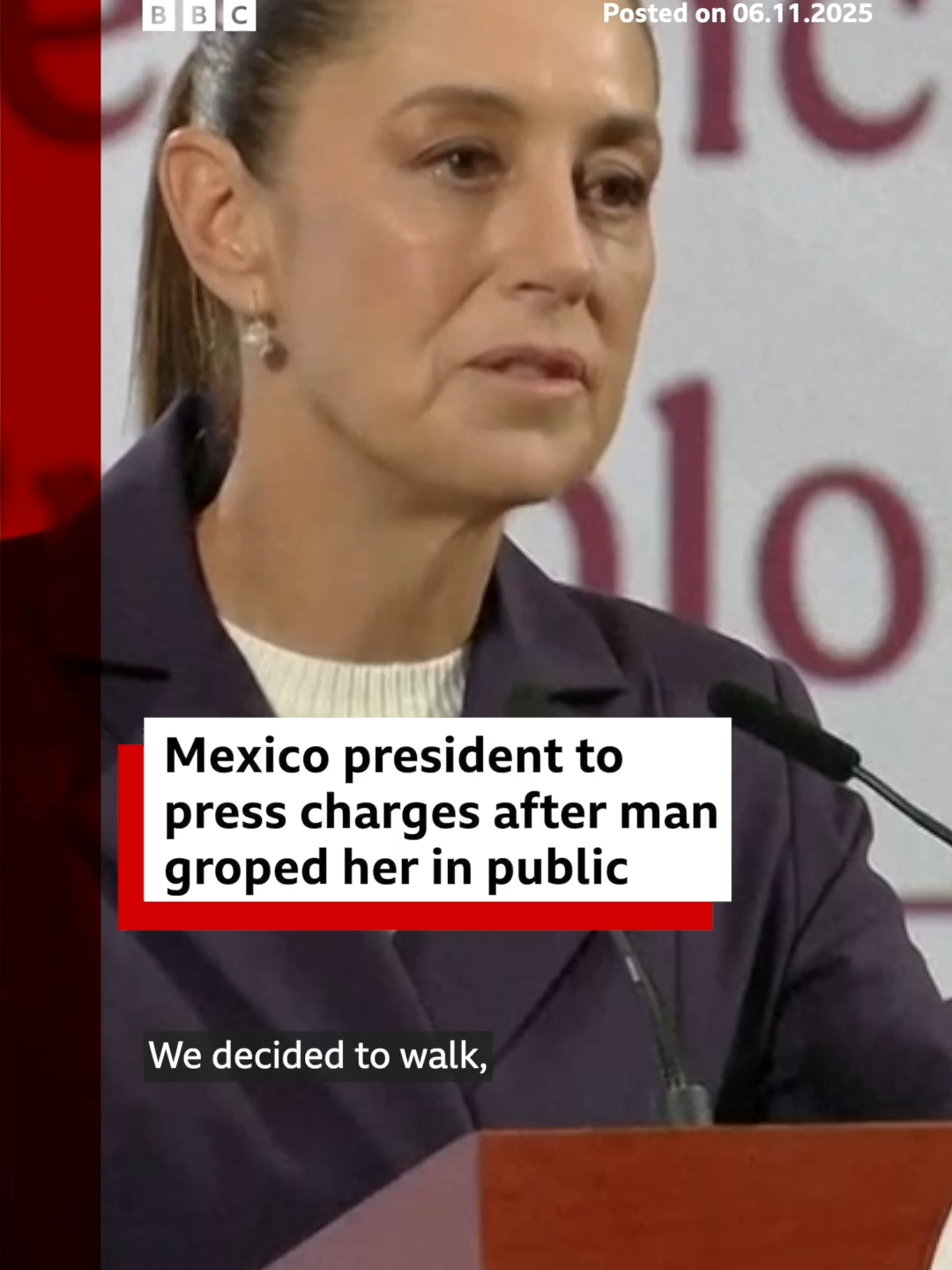 Footage of the incident shows a man approaching President Claudia Sheinbaum from behind, trying to kiss her on the neck and placing his hands on her body. #ClaudiaSheinbaum #Mexico #MexicoCity #President #BBCNews