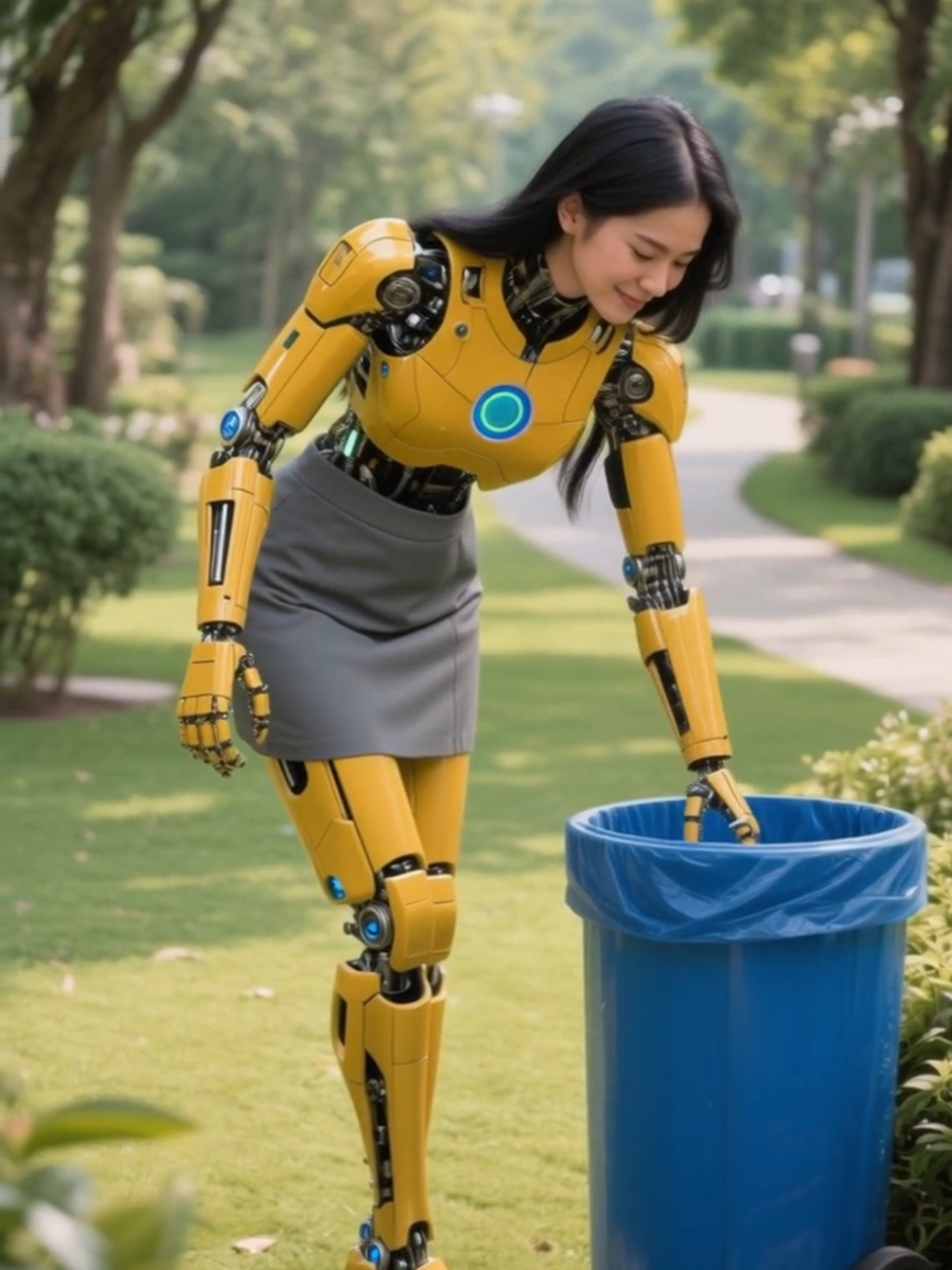The robot is cleaning the park #robotics #humanoid #ai 